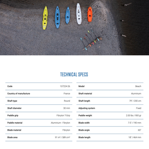 Kayak Beach Alu 1Pc Paddle
