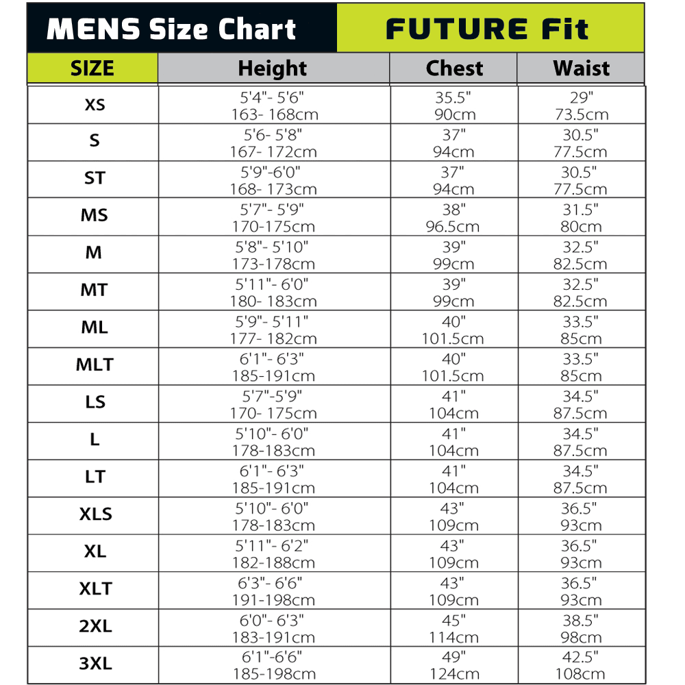 Skins Size Chart