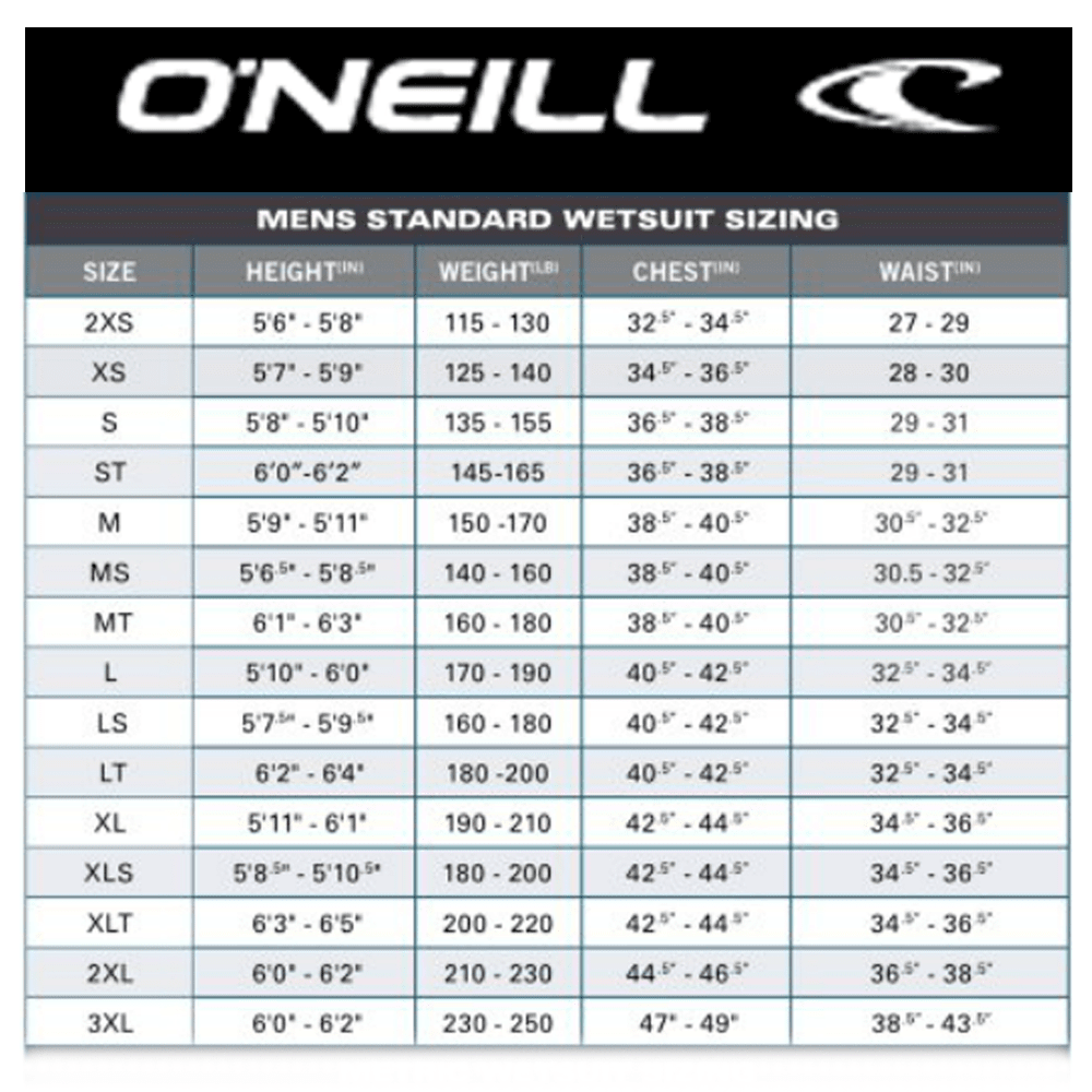 O'neill Womens Life Vest Size Chart