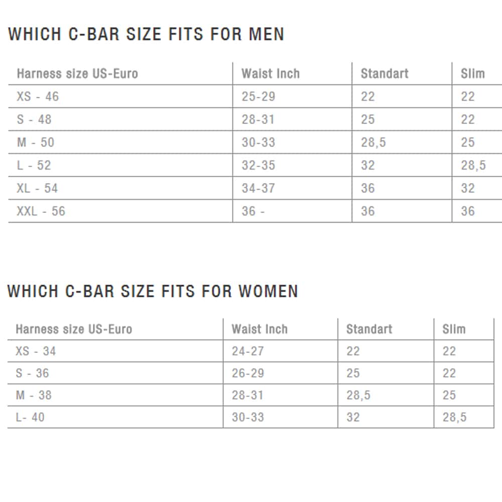 Kite Harness Size Chart