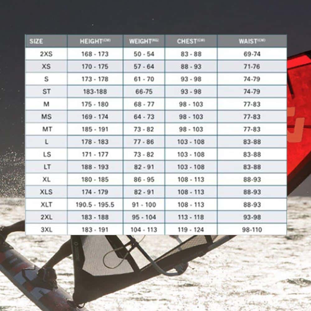 Oneill Wetsuit Size Chart